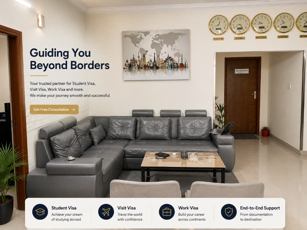 Liberty Overseas client lounge with world clocks